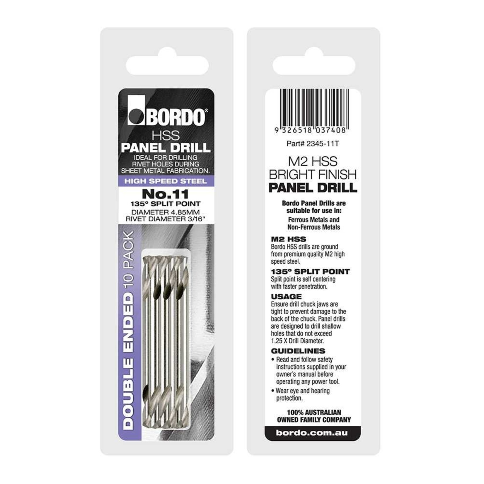 Drill Bits Rivet Drill Bit Double Ended 3/16 X 62mm Pack Of 10