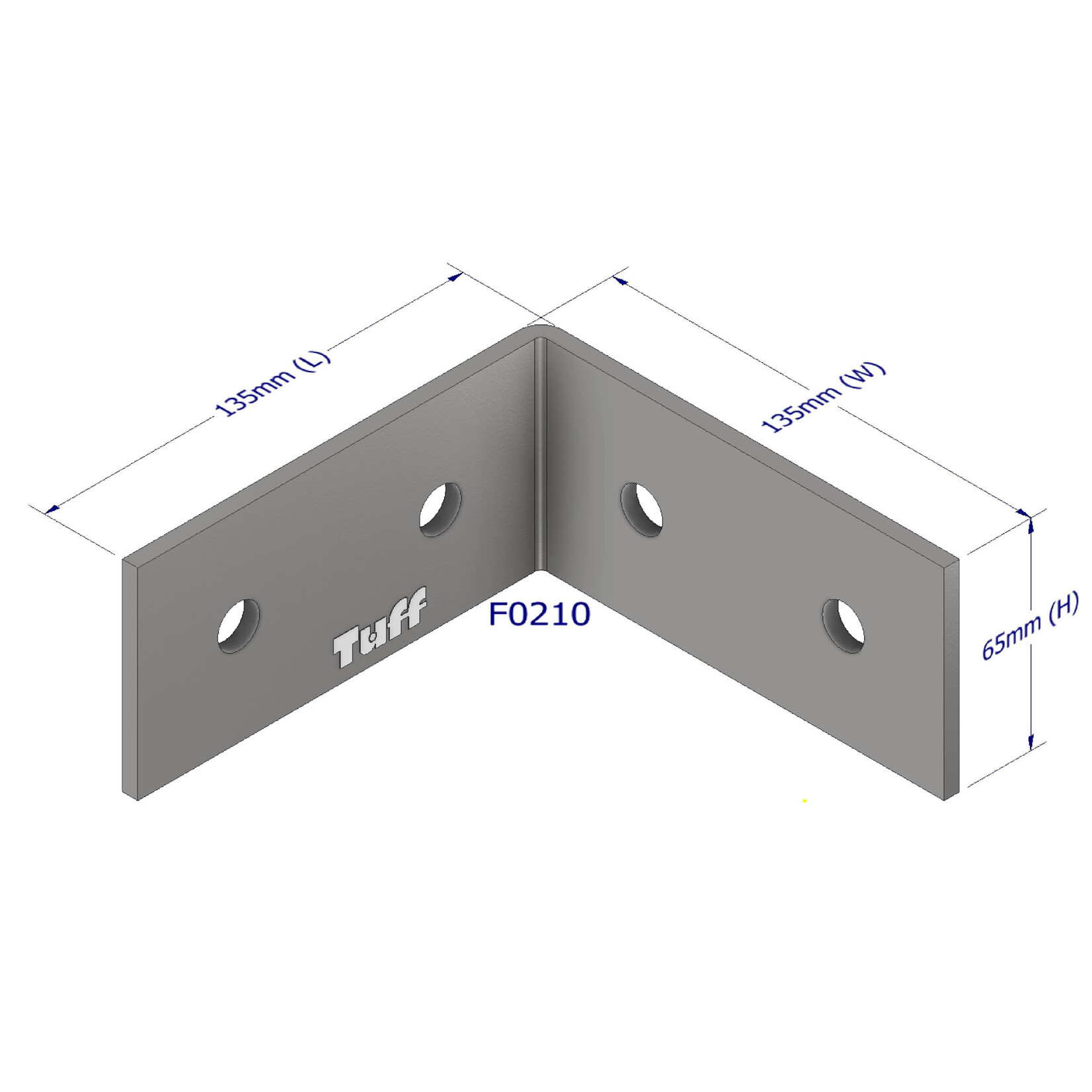 Brackets Bracket HDG 130 X 130 X 65 X 5mm 12mm holes X 4