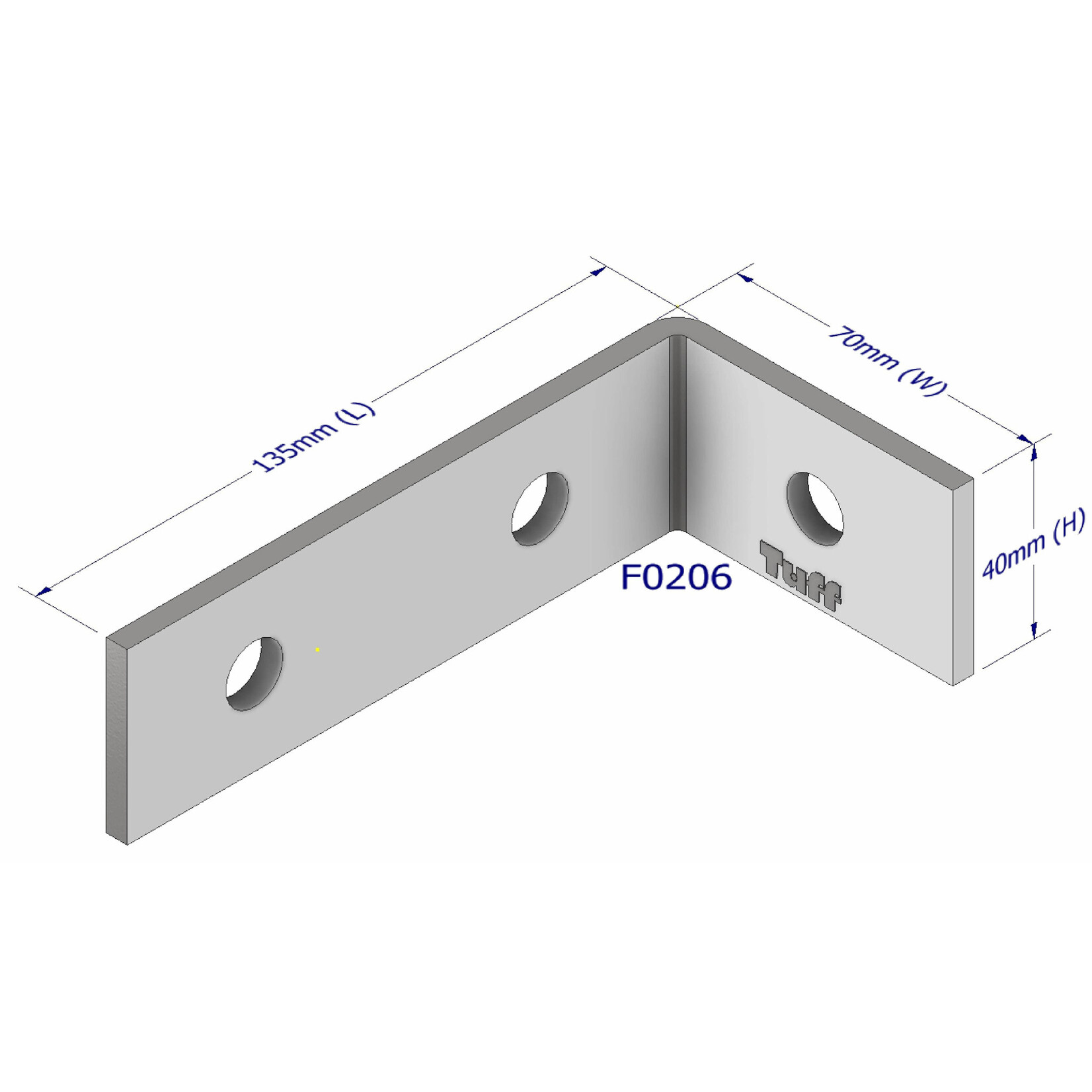 Brackets Bracket HDG 65 X 130 X 65 X 5mm 12mm holes 2+1