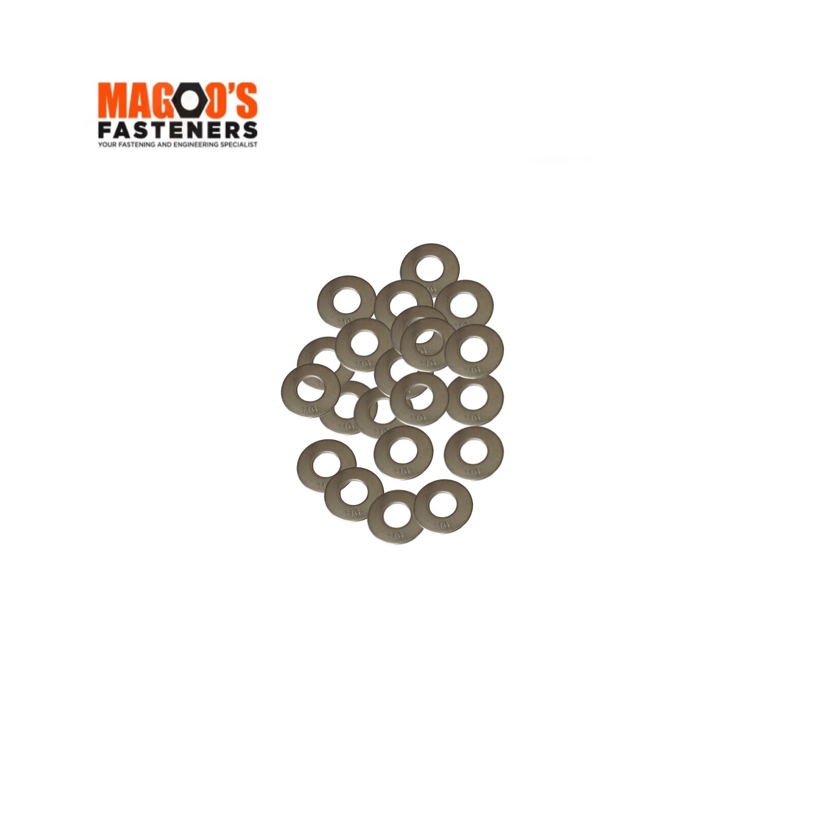 Washers SS316 Flat Washer 3/16 X 1 X 16G