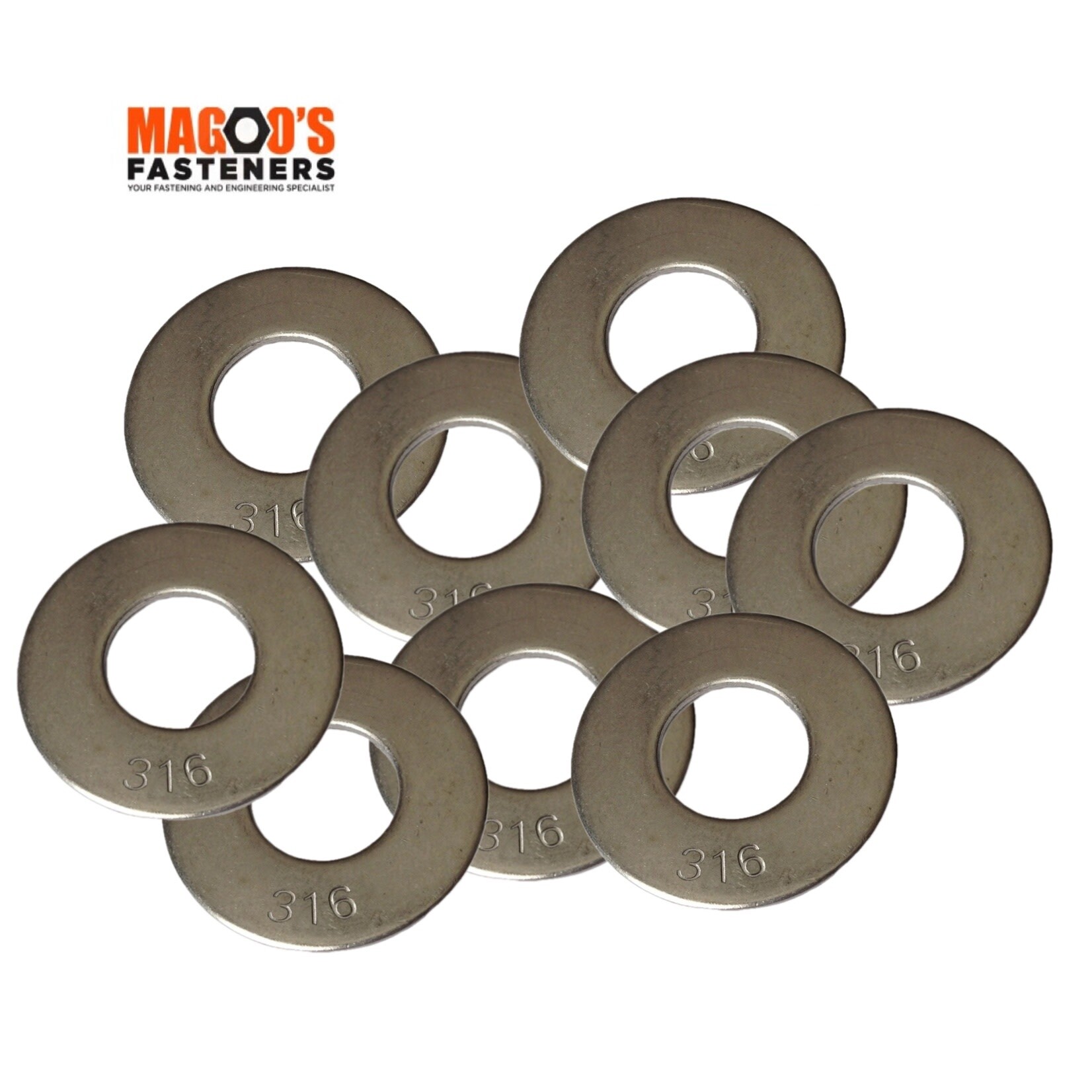 Washers SS316 Flat Washer 3/8 X 1-1/2 X 14G