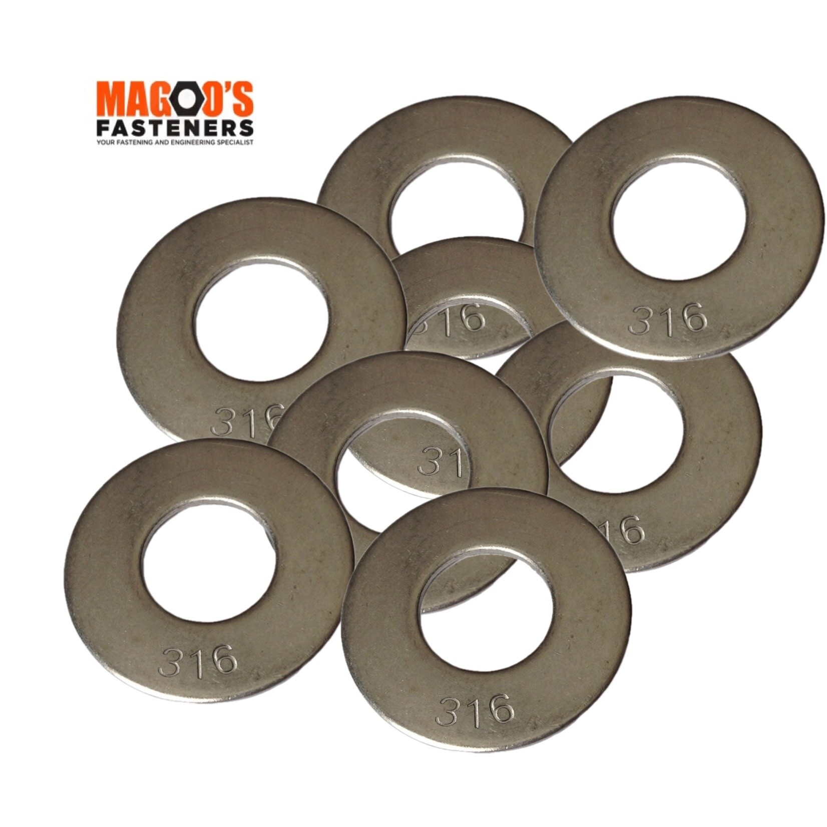 Washers SS316 Flat Washer 9/16 X 1-1/4 X 14G