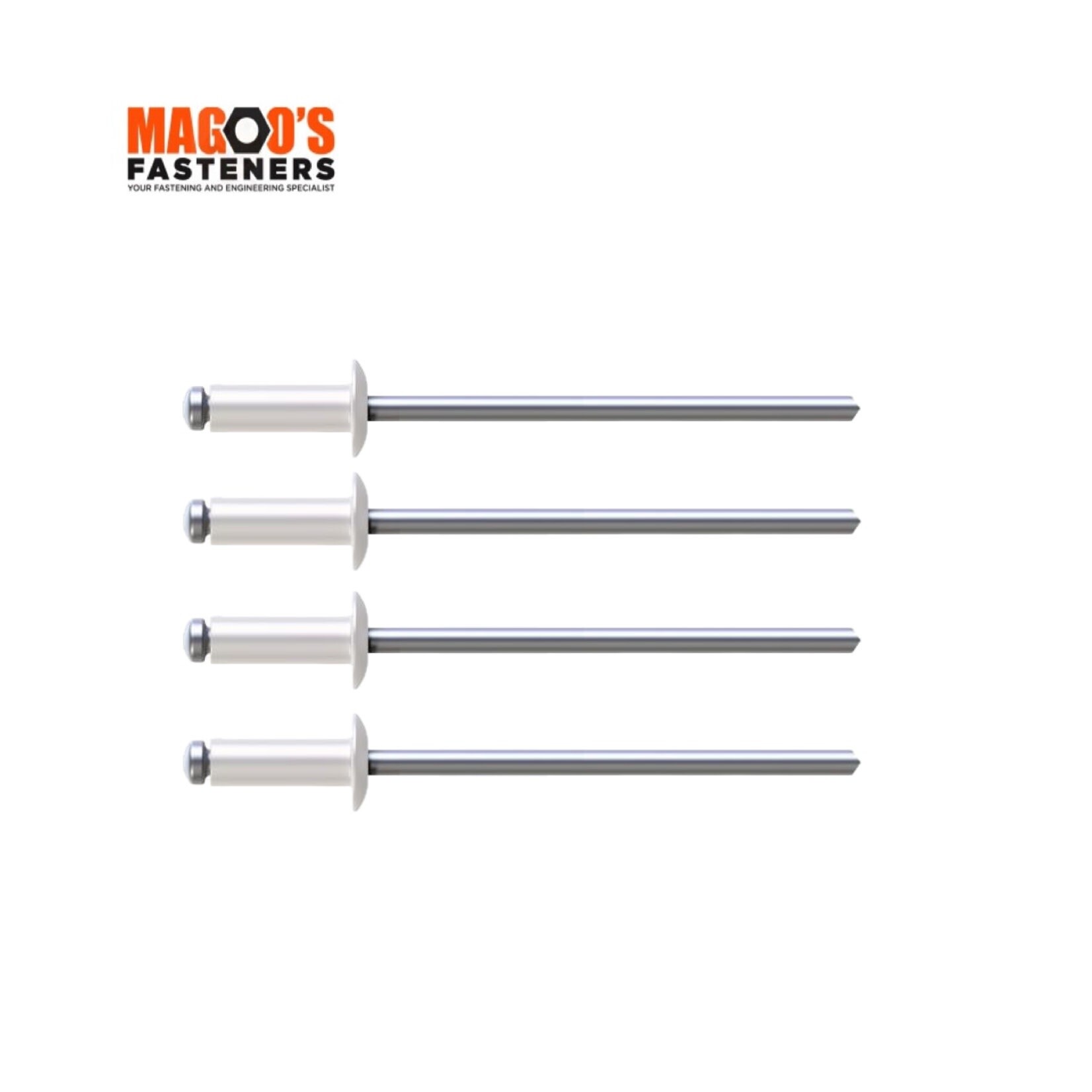 Rivets 5052 Aluminium & Steel Rivet 4-3 SINGLE Dover White