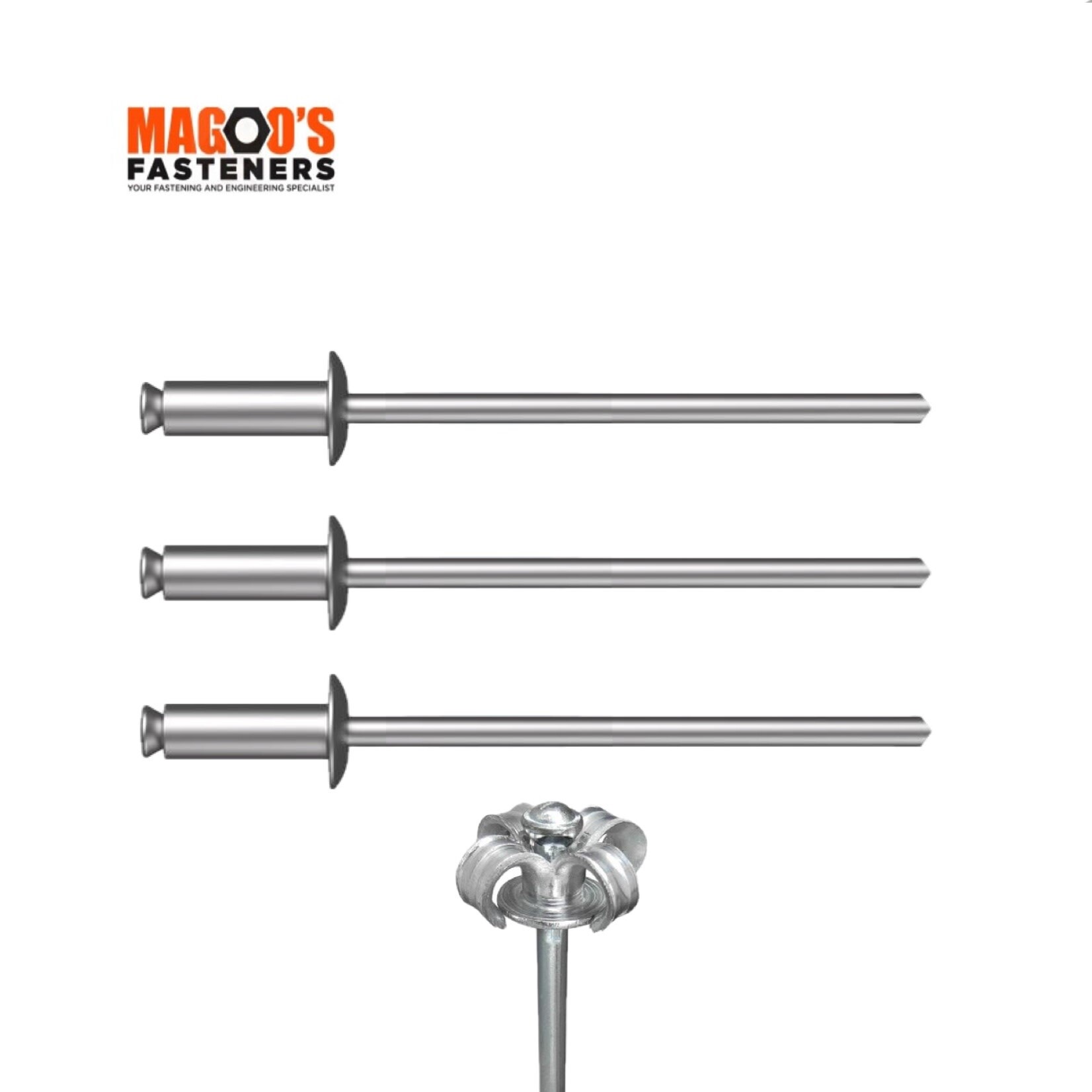 Rivets 5056 Aluminium & Steel Rivet Truss Head PEEL 6-12 SINGLE