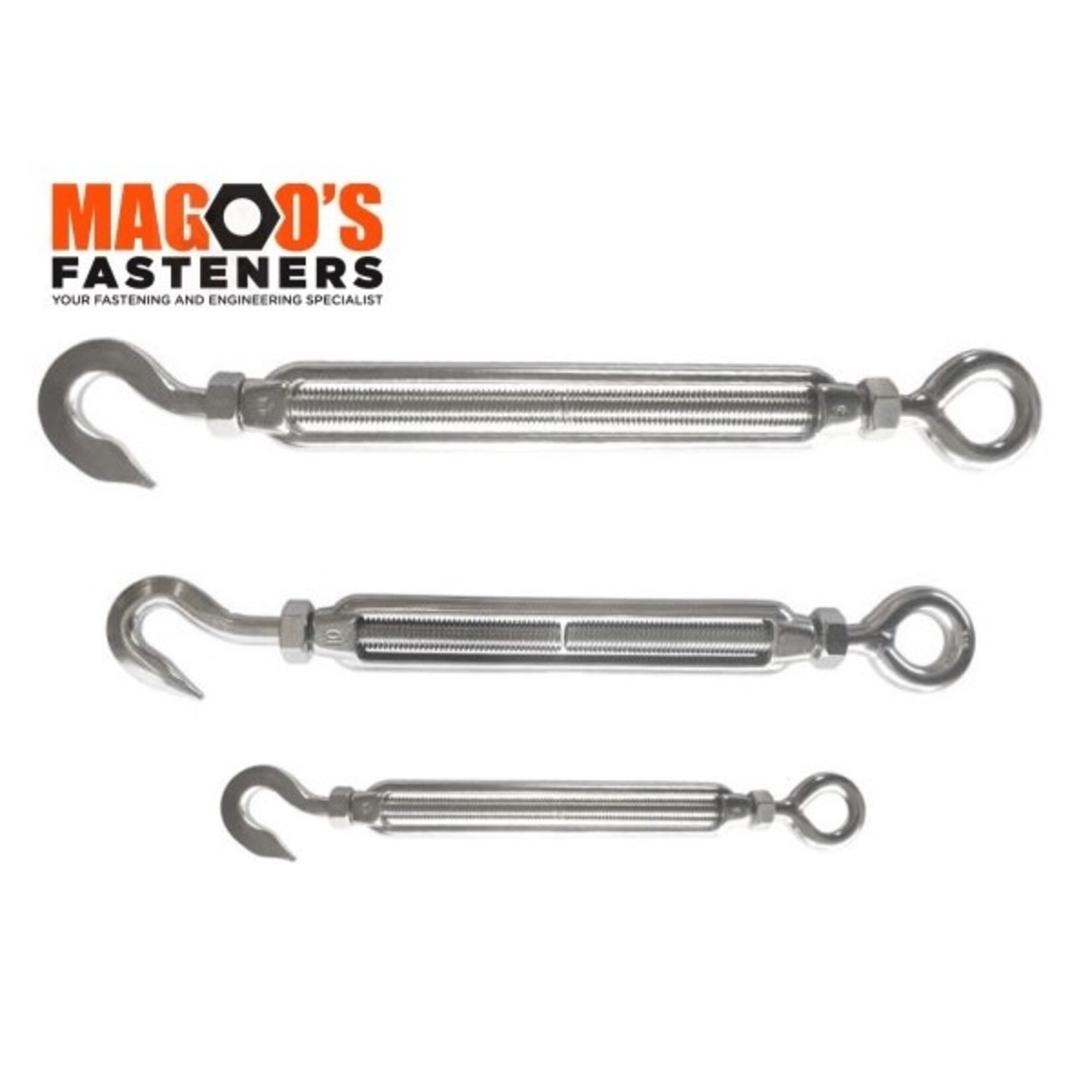 Hardware SS316 Turnbuckle Hook & Eye 8 X 120