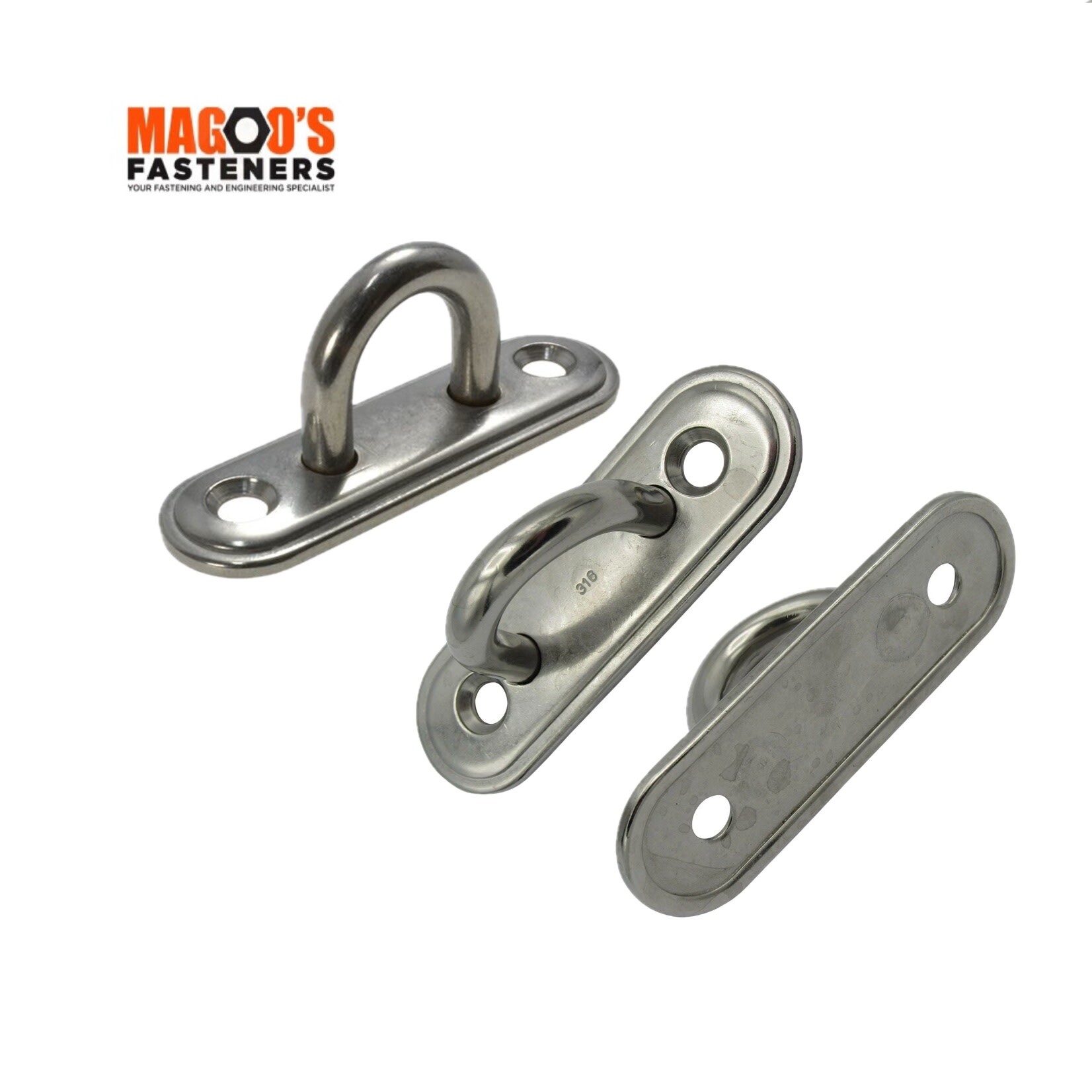 Hardware SS316 Pad Eye Oval 6 x 65mm