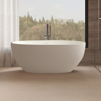 59 x 295 Freestanding Soaking Solid Surface Bathtub