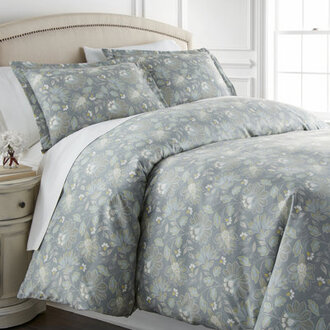 Infinite Blossom Blue Oversized Microfiber Comforter Set with matching shams Easy care