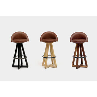 X3 Swivel Upholstered Counter Stool with Solid Wood Frame