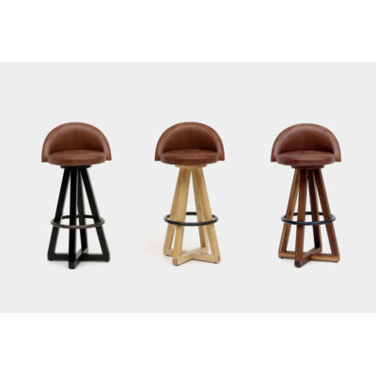 X3 Swivel Upholstered Counter Stool with Solid Wood Frame