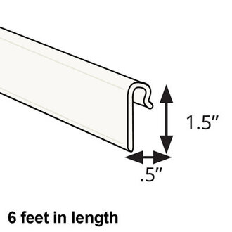 72L x 05W x 15H White Gridwall Extrusion 5-Pack