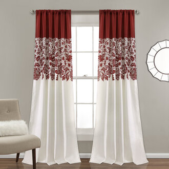 Estate Garden Print Polyester Room Darkening Curtain Pair