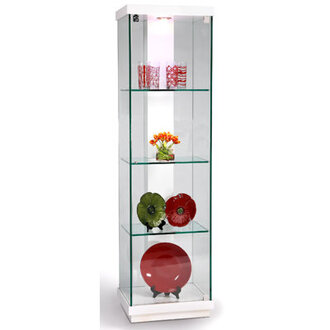 Allyna Modern Glass Curio w LED Light  3 Glass Shelves