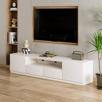 Faaliliu 787 W Modern TV Stand for TVs up to 75 Wood Media Console with 2 Storage Drawers