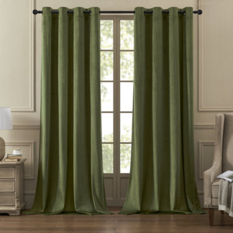 Deavion Velvet Solid Colour Metal Grommets Room Darkening Curtain Panels
