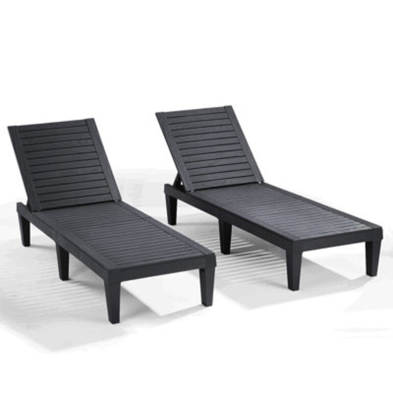 Nestl Waterproof Lightweight and Adjustable Outdoor Polyresin Chaise Lounge Chair Set