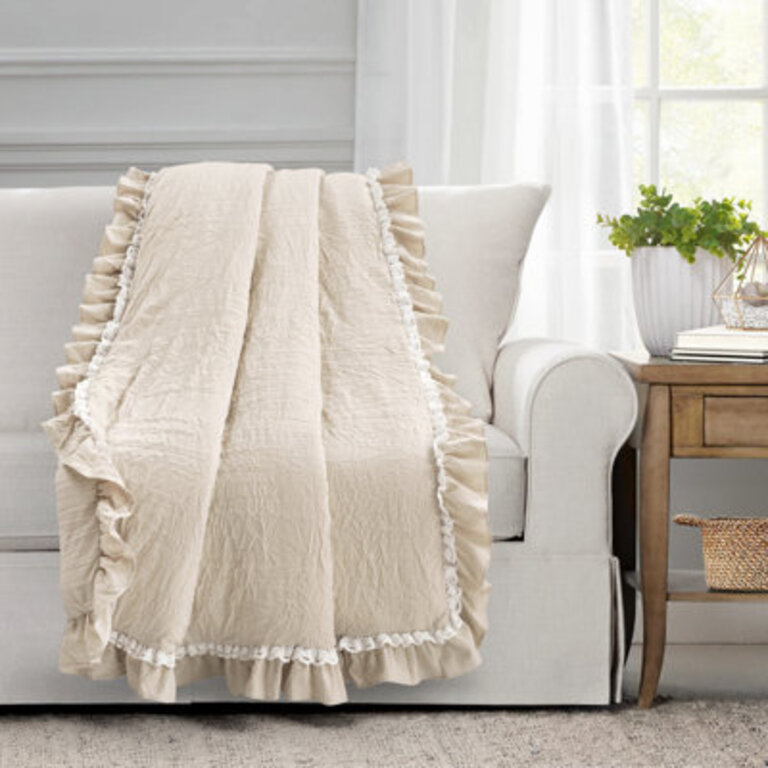 Ella Shabby Elegance Ruffle Lace Throw