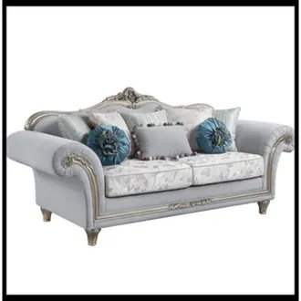 BenJara Marc 76 Inch Traditional Loveseat, Crown Top Backrest