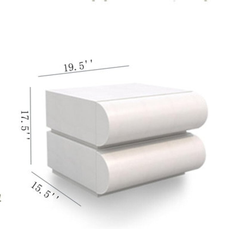 Humply Modern White Leather Nightstand - Minimalist 2-Drawer Bedside Table for Contemporary Bedrooms Living Spaces and Home Offices