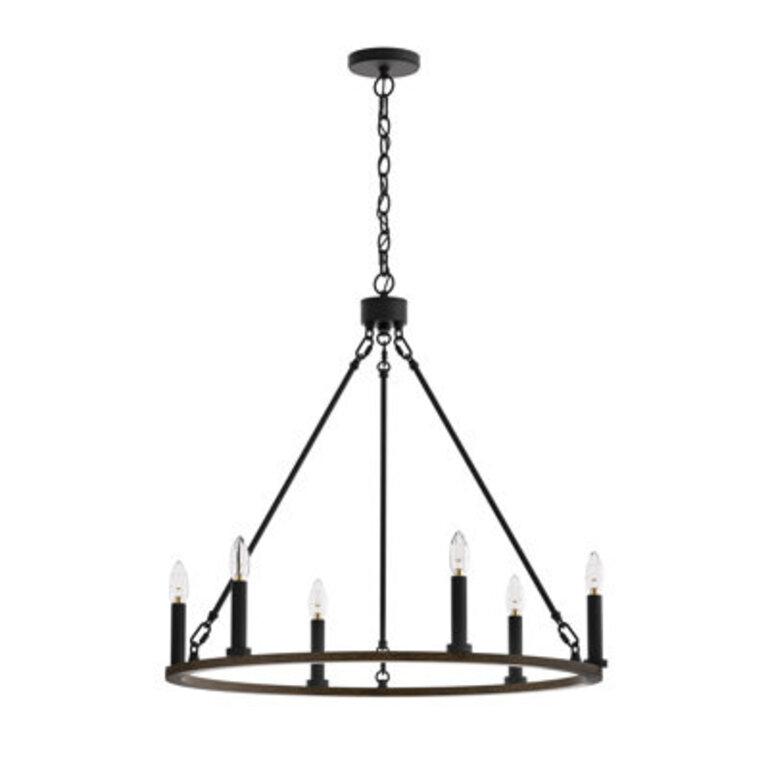 Adriana 6 - Light Steel Dimmable Wagon Wheel Chandelier UL Certified