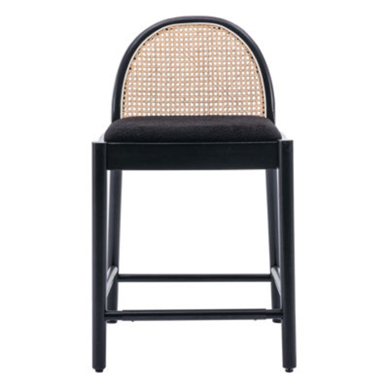 Emington Modern Stools with Rattan Backrests and Wood Frame