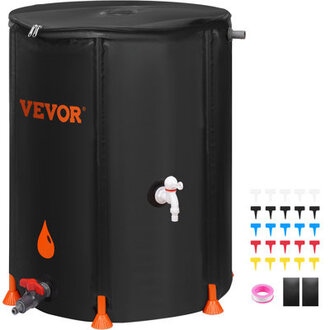 VEVOR Weather Resistant Plastic Dual Overflow Rain Barrel with Diverter Kit