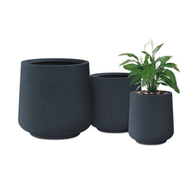 Kante Round Concrete Planters Outdoor Indoor Pots Containers with Drainage Holes Set