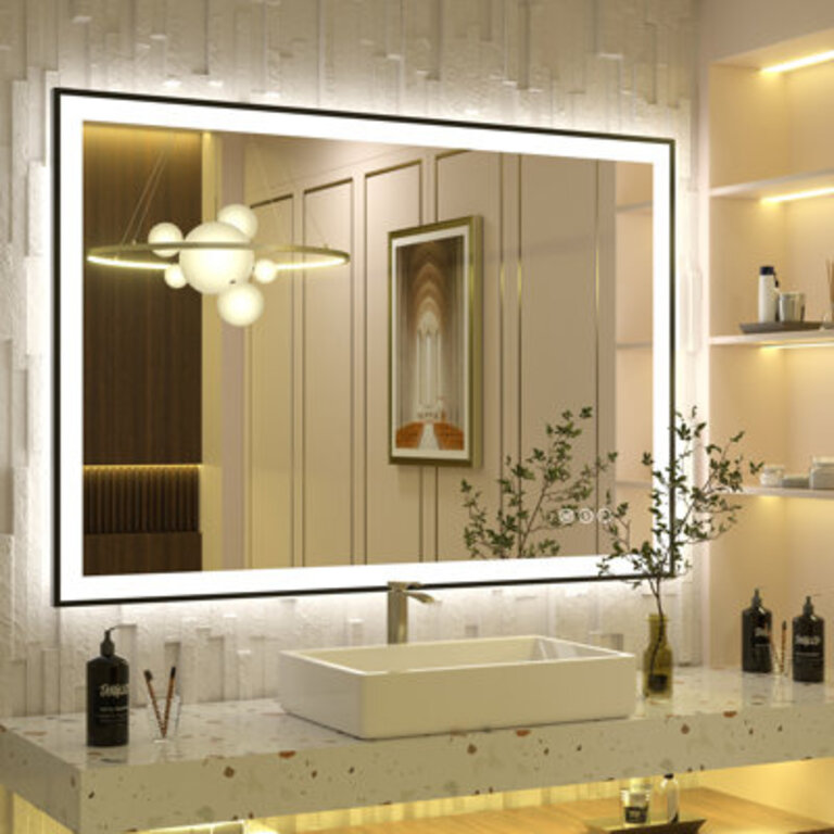 Aevar UL Certified Front  Back LED Anti-Fog Tempered Glass Framed BathroomVanity Mirror with 3-Year Warranty