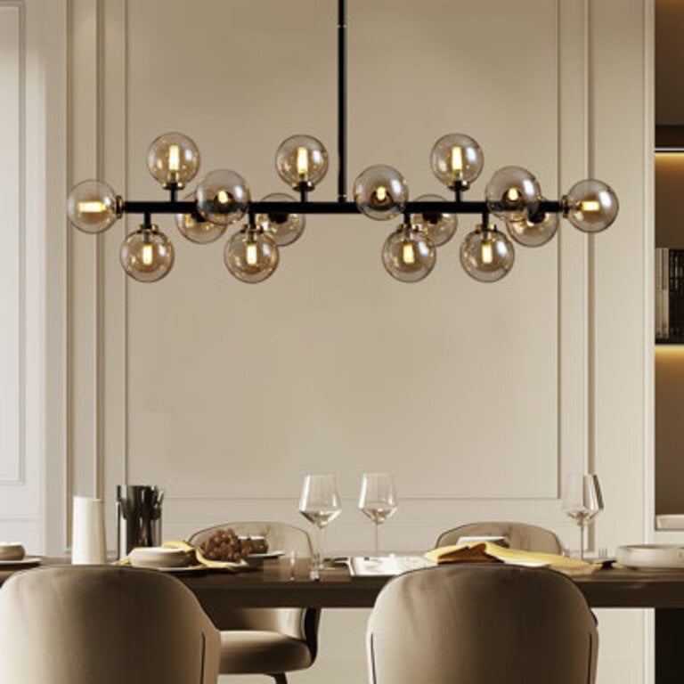 Holmesfield 16 - Light Dimmable Bubble Glass Sputnik Modern Linear Chandelier