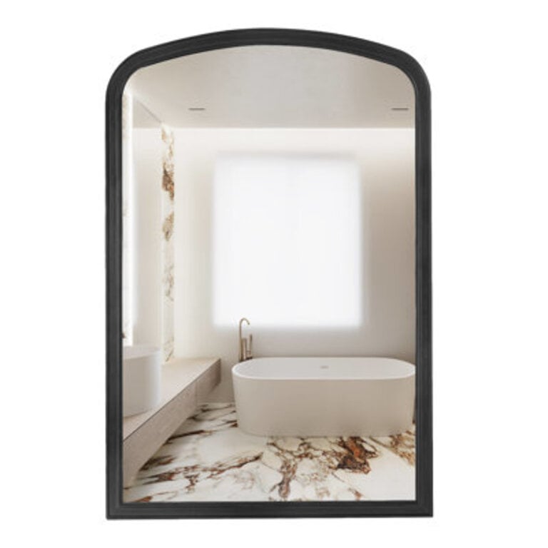 Lucena Farmhouse Wood Arched Rectangle Wall Mirror for BathRoom BedRoom