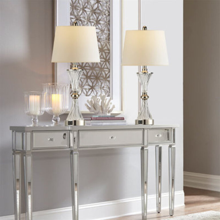 White Drum Shade Modern Bedsides Nightstand Lamp