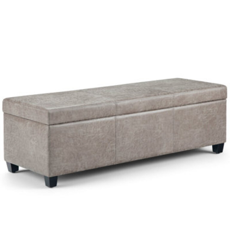 Avalon 48W Upholstered Storage Ottoman Bench with Large Interior Storage