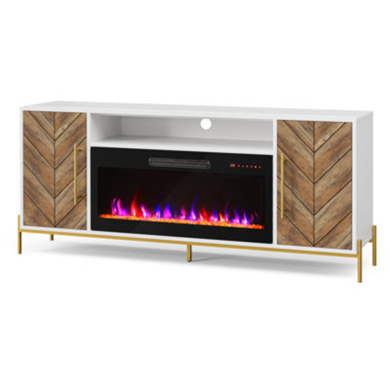 Carina 68 W Storage Credenza with Electric Fireplace Included