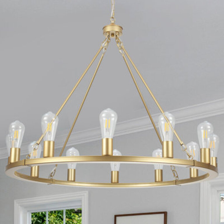 Hatsumi 12 - Light Dimmable Wagon Wheel Chandelier