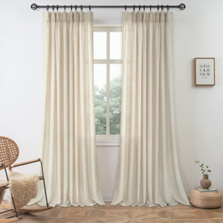 Schimmel Pinch Pleat Semi Sheer Solid Farmhouse And Modern Rustic Curtains For Living Room Bedroom