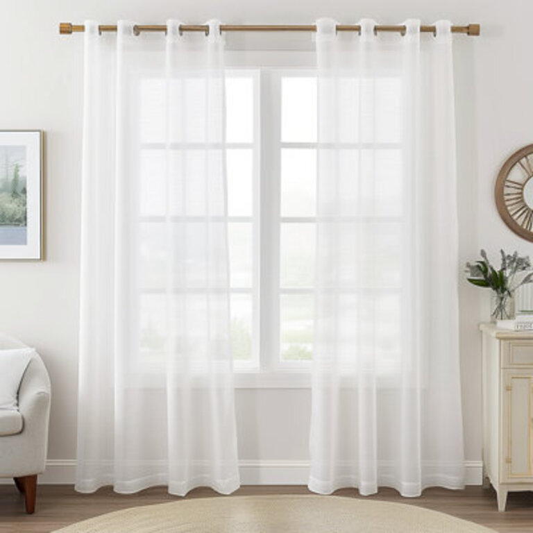 Diyon Solid Colour Sheer Grommet Curtain Panels