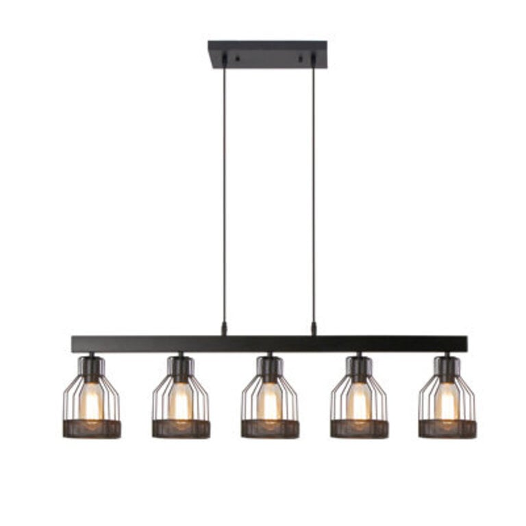 394 Rectangle Chandelier Light Vintage Style 5 Lights With Black Colour For Dining Room Kitchen Island Restaurant Coffee Bar