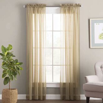 Solid Colour Sheer Rod Pocket Curtain Panels