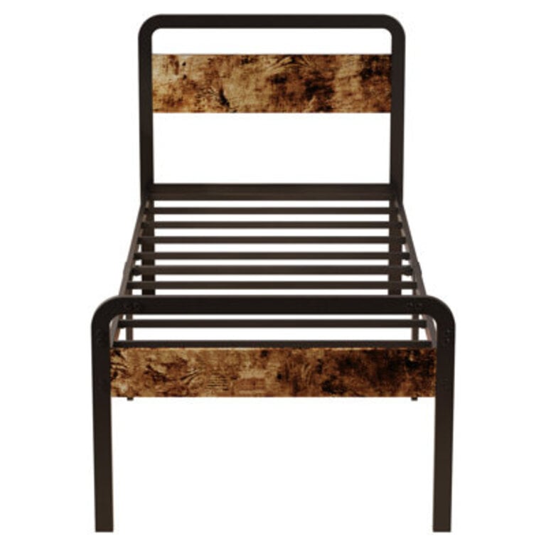 18 Inch Bed Frame with Wood Headboard and Footboard