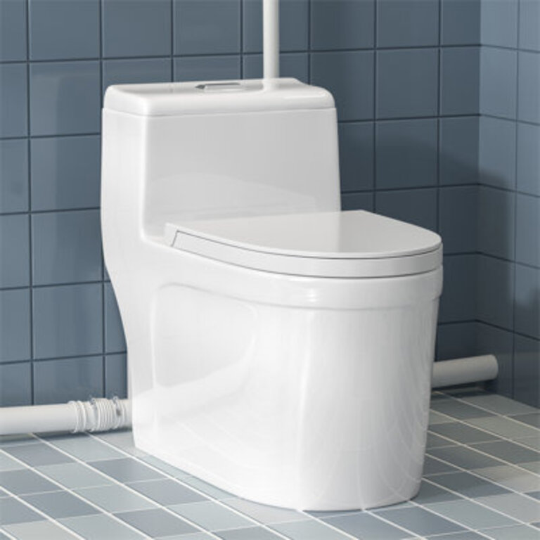 Contemporary One-Piece Macerating Toilet with Concealed 600W Pump for Basement Space-Saving Upflush Toilet