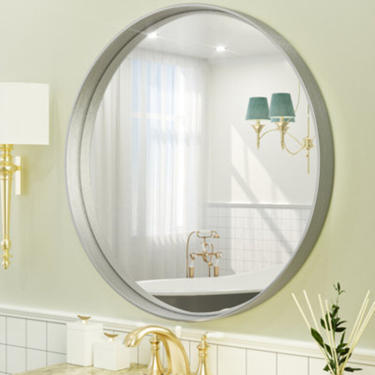 Valancia 2 Thick Metal Frame Round Vanity MirrorWall Mounted Entryway Decorative Farmhouse Modern Mirror