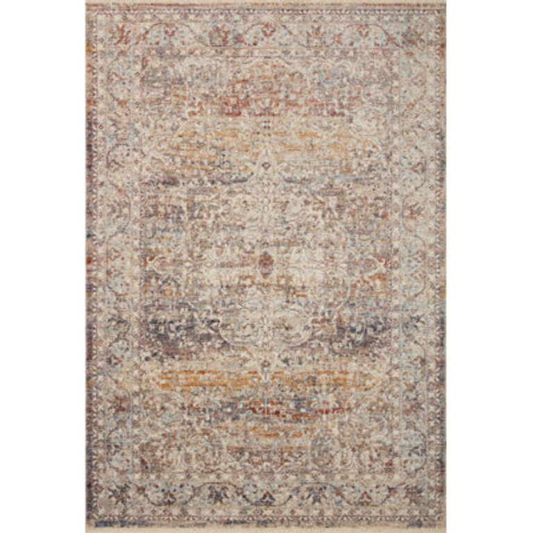 Sorrento Oriental Machine Made Power Loom Polyester Area Rug in Natural