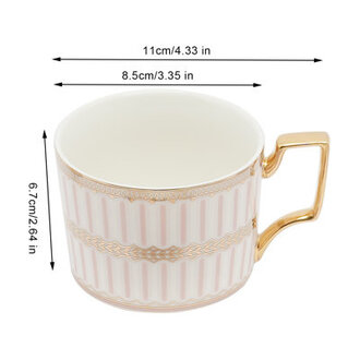 591 Cup and Saucer Set 7Oz Porcelain Tea Cup Blue Stripes Mug