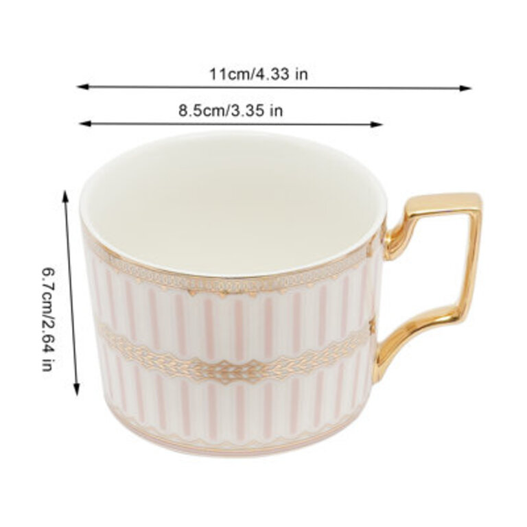 591 Cup and Saucer Set 7Oz Porcelain Tea Cup Blue Stripes Mug