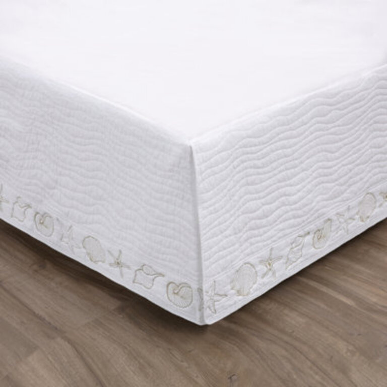Coastal Seashell White Bed Skirt 18