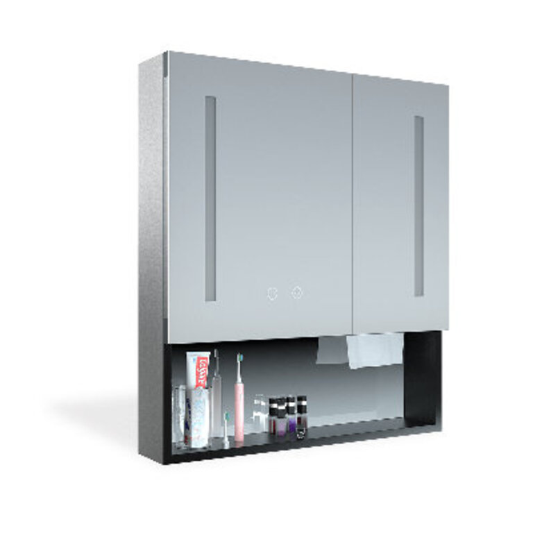 Elzo 234 W 26 H Surface Frameless Medicine Cabinet Mirror 3 Fixed