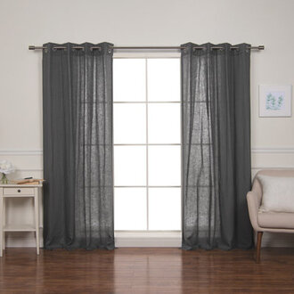 Reseda Linen Semi Sheer Curtain Panel Pair