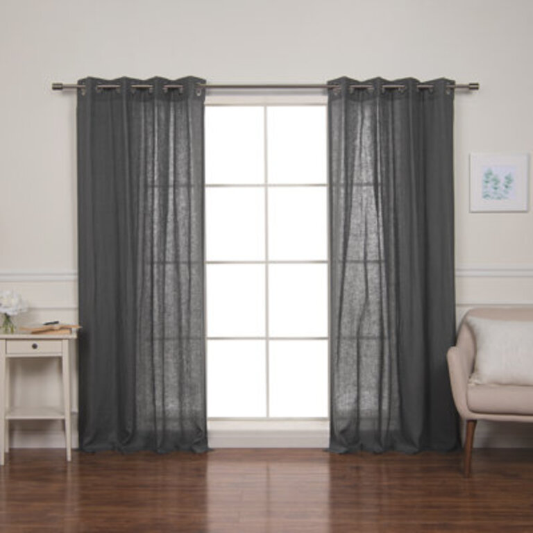 Reseda Linen Semi Sheer Curtain Panel Pair