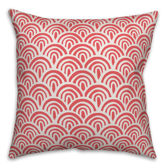 Abstract Scallop Outdoor Square Pillow Color: Cream/Red, Size: 18" x 18", Fill Material: Polyester/Polyfill