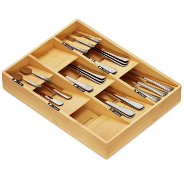 Sehgal Bamboo Flatware  Kitchen Utensils Drawer Organizer